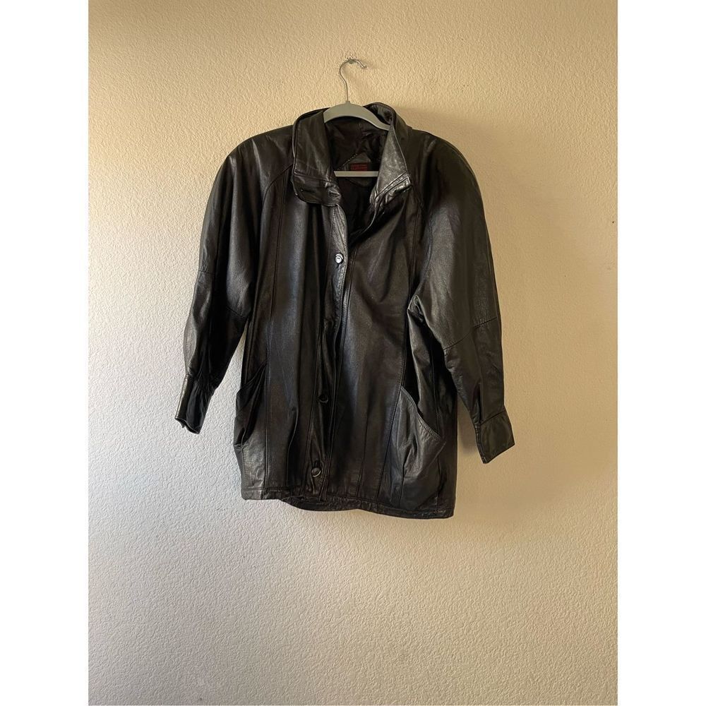Vintage 80s balloon sleeve leather jacket‎ size small